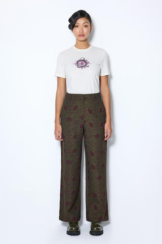 JACQUARD WIDE LEG PANTS